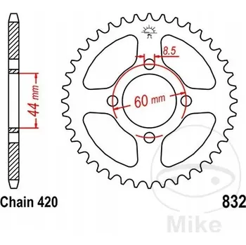 Řetězová sada pro motocykl Ocelová zadní rozeta JT JTR832.41 41 zubů, rozměr 420