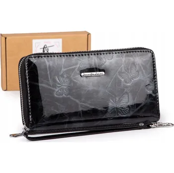 Peněženka Velká dámská lakovaná peněženka s motýlkovým vzorem, pouzdrová, RFID
