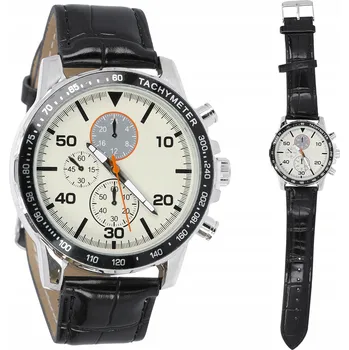 Hodinky Pánské hodinky s černým koženým řemínkem, dárek pro tátu nebo manžela