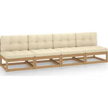 Zahradní pohovka vidaXL 4místná zahradní pohovka s poduškami masivní borovice [3083745] Barva: medová hnědá