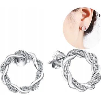Náušnice Stříbrné NÁUŠNICE kruhy puzetky zirkony stříbro 925 elegantní