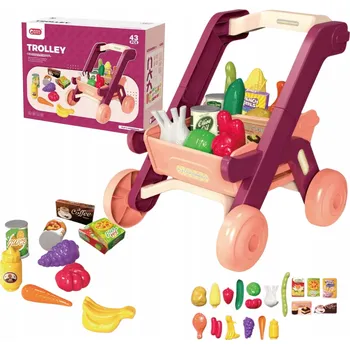 Hra na obchod Nákupní vozík pro děti 40 ks – sada na hraní do obchodu, supermarketu