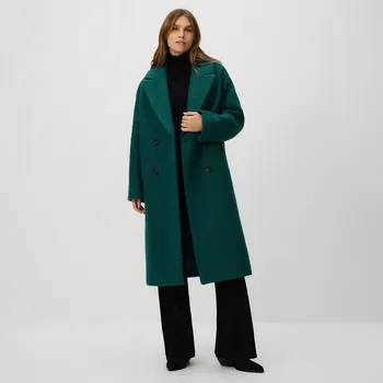 Dámský kabát Reserved - Dvouřadý kabát oversized - petrolejová - WM915-67X - WM915-67X-M