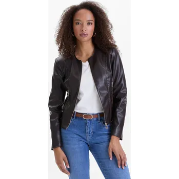 Dámská bunda Orsay Dámské Tmavě hnědá dámská koženková bunda ORSAY Hnědá 38 (2957949)