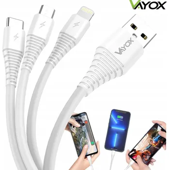 Datový kabel Sada kabelů USB - USB typ C / microUSB / Lightning Vayox