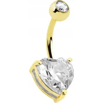 Piercing Piercing do pupíku ze zlata 14K 1,6/10 s krystalem