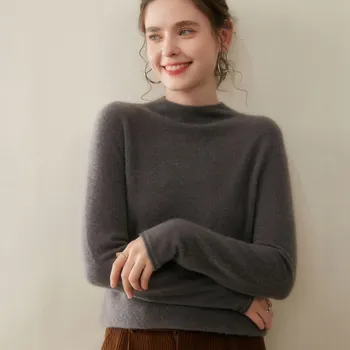 Dámský svetr Jemný Kašmírový Svetr s Rolákem, Měkký Žebrovaný Lem, Základní Zimní Vrstva