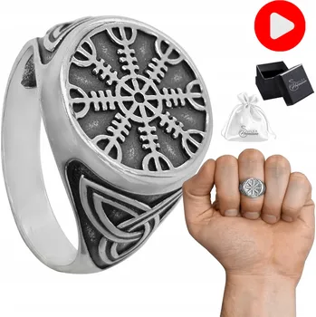 Prsten Pánský stříbrný prsten pečetní VEGVISIR Nordický | stříbro ryzost 925 | vel. 20