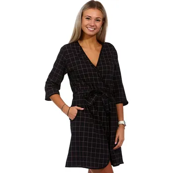 Dámský župan Černý a růžově mřížkovaný lehký dámský župan 1G0494 černá l