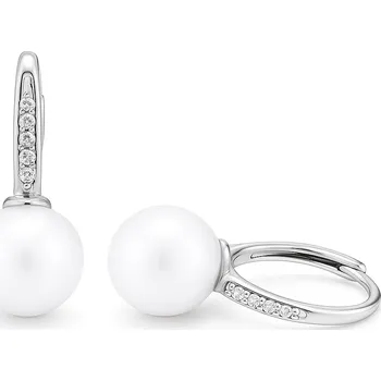 Náušnice Leru Perlové visací náušnice s perlou a brilianty 10mm 37105 bílé