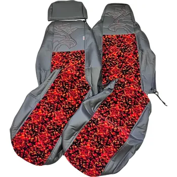 Ochranný autopotah Potahy sedadla Scania NTG- Černo, červená dánská plýš