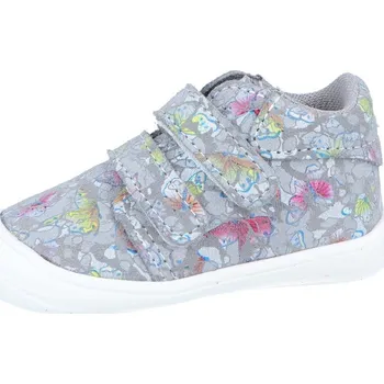 Capáčky Jonap kožené capáčky KID velcro šedá motýlci Velikost: 20