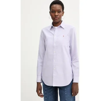 Pánská móda Bavlněná košile Polo Ralph Lauren 211970736 fialová 04X, vel. L