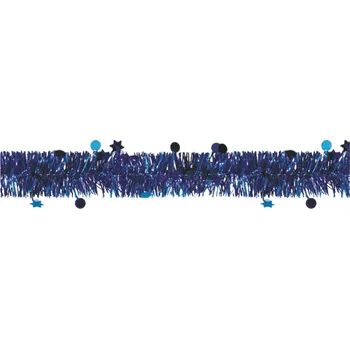 Řetěz s hvězdami- 4 barvy,200 x 5 cm modrý