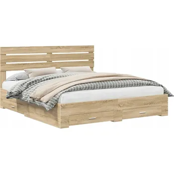 Postel Rámeček postele s zásuvkou a opěrkou hlavy Materiál na bázi dřeva