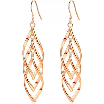 Náušnice Náušnice vlnkové růžového zlata, stříbro S925, 6,5cm