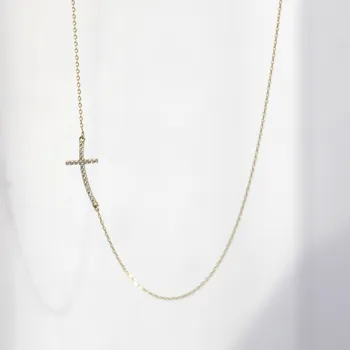 Náhrdelník Lillian Vassago Zlatý náhrdelník s křížkem naležato se zirkony LLV98-GN003Y
