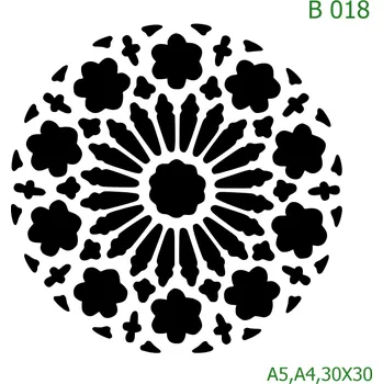 Plastová šablona pro malování - Mandaly a dortovky - Mandala (B018) - A4 , Nelepící folie