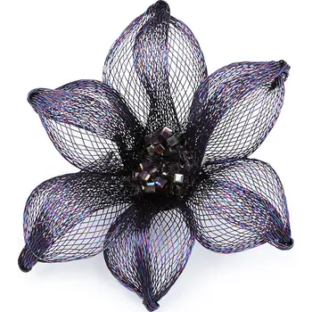 Brož Výprodej - Brož kovová s broušenými kamínky Ø7,5 cm - fialová temná Varianta: 2 fialová temná, Balení: 1 ks