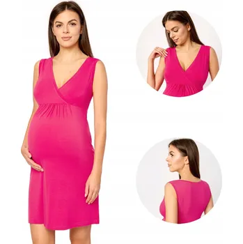 Dámská noční košile Noční těhotenská Šaty košile Halka MS10-467 Růžová XL