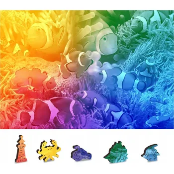 Puzzle Dřevěné město, dřevěné puzzle Tropická ryba 2v1, 100 kusů EKO