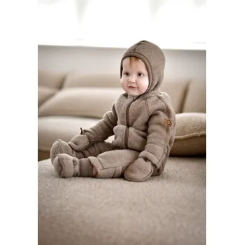 MIKK-LINE Merino overal na zip bez kapuce - hnědý Melange Denver - Velikost: 80 Hnědá 80