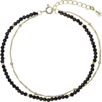 Náramek Pozlacený dvojitý náramek s černými spinely 13114.3