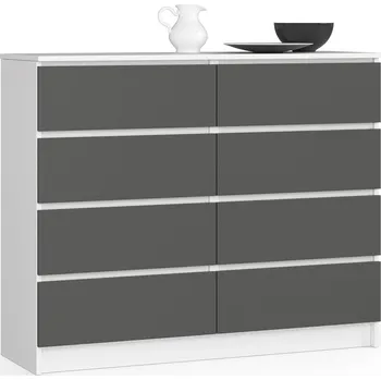 Komoda KOMODA K120 8SZ PK BÍLÁ / ŠEDÁ