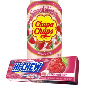 Bonbon Hi-Chew bonbony s příchutí jahody 50 g + Chupa Chups limča s příchutí jahody 330 ml