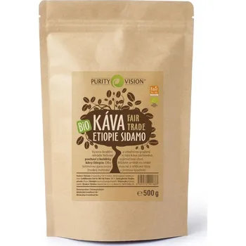 Káva Fair Trade Bio Zrnková káva Etiopie Sidamo 500 g
