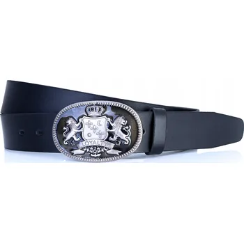 Opasek KOŽENÝ Pásek Pánský Dámský 4cm Jeans Černý Univerzální Ozdobná přezka