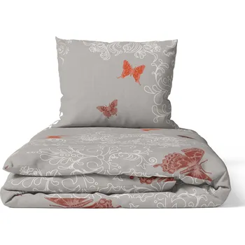 Povlečení Sada povlečení z BARK 160x200cm, Bavlna , vzor: Motýlí béžová