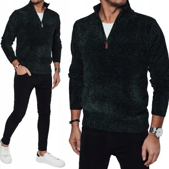 Pánský svetr DStreet svetr wx2239 zelený rolák s polovičním zipem velikost M