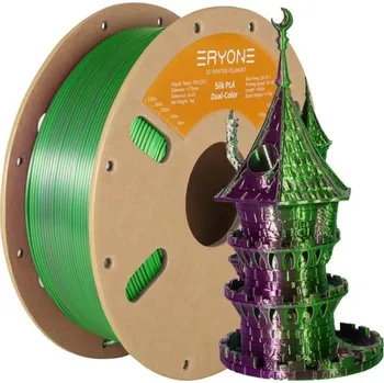 Duální hedvábný filament 1,75 mm Zelená a fialová 3 kg Lesklý přechod pro dekorativní modely hladké vrstvy přesné tvoření