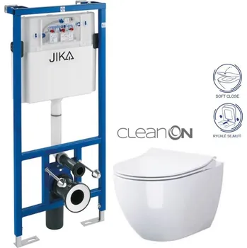 WC sada JIKA předstěnový instalační systém bez tlačítka + WC CERSANIT ZEN CLEANON + SEDÁTKO H895652 X HA1