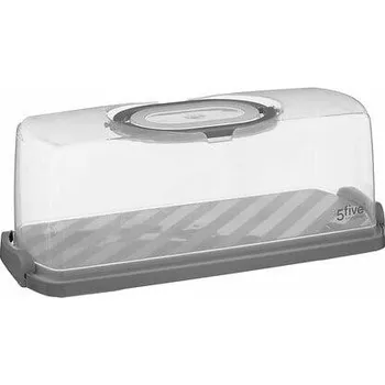 Dóza na potraviny NÁDOBA NA DORT, přenosná, S ÚCHYTY, ŠEDÁ