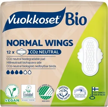 Vložky Vuokkoset BIO denní 12 kusů Normal s křidélky EKO