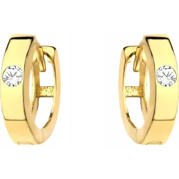 Náušnice Náušnice zlaté 585 dámské kroužky s jednou zirkonií jako dárek 14k