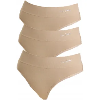 Kalhotky 3pack Fig typu Brazilské Kalhotky Dámské hladké zvýrazňovače 4012 Béžová M/L