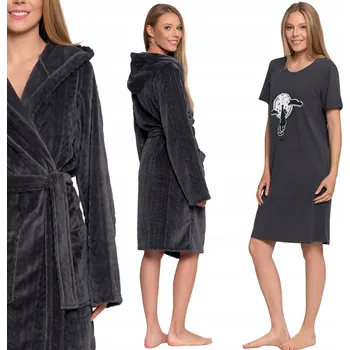 Dámský župan Dámský župan s kapucí a kapsami a košile Noční Dárek MORAJ M