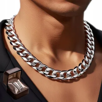 Řetízek STŘÍBRNÝ pánský Pancr Řetízek 10MM S DIAMANTY, široký Dárek