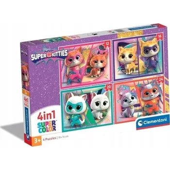 Puzzle Barevné PUZZLE Super kočičky CLEMENTONI 4v1