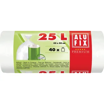 Toaletní papír Alufix Pytle do koše Alufix Premium - 50x45cm / 25litrů / 10my / 40ks / bílá 490225