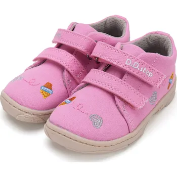 Dívčí obuv DDstep Barefoot plátěné tenisky D.D.step C077-51663C Daisy Pink Velikost: 27