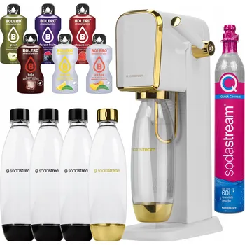 Výrobník sody SodaStream Art bílo-zlatý + 4 lahve + balíček příchutí