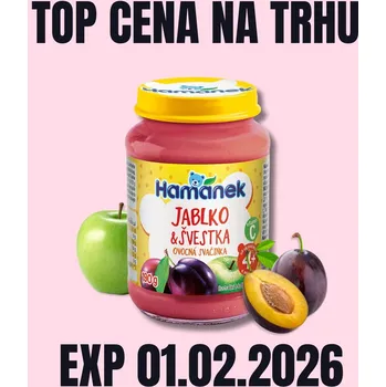 Čokoláda HAMÁNEK KV Ovocná přesnídávka Švestka a jablko sklo 190 g EXP 01.02.2026
