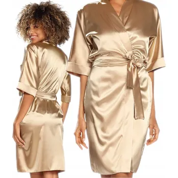 Dámský župan Elegantní župan 100 Polská střední délka XXL hnědá