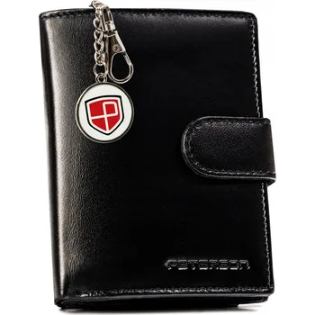 Peněženka Pánská kožená peněženka s RFID PETERSON velká, proti krádeži, černá + přívěsek na klíče