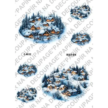 Umělecký papír Rýžový a soft papír na decoupage - Horské městečko - KB4632 Materiál: Soft, Rozměr: A4