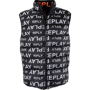 Pánská bunda REPLAY Black Logo vesta M Černá